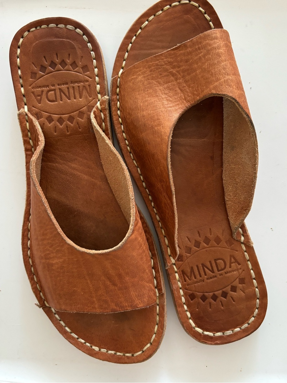 Minda Living Moroccan Brown Leather Celeste Slide Sandals - Picture 5 of 11
